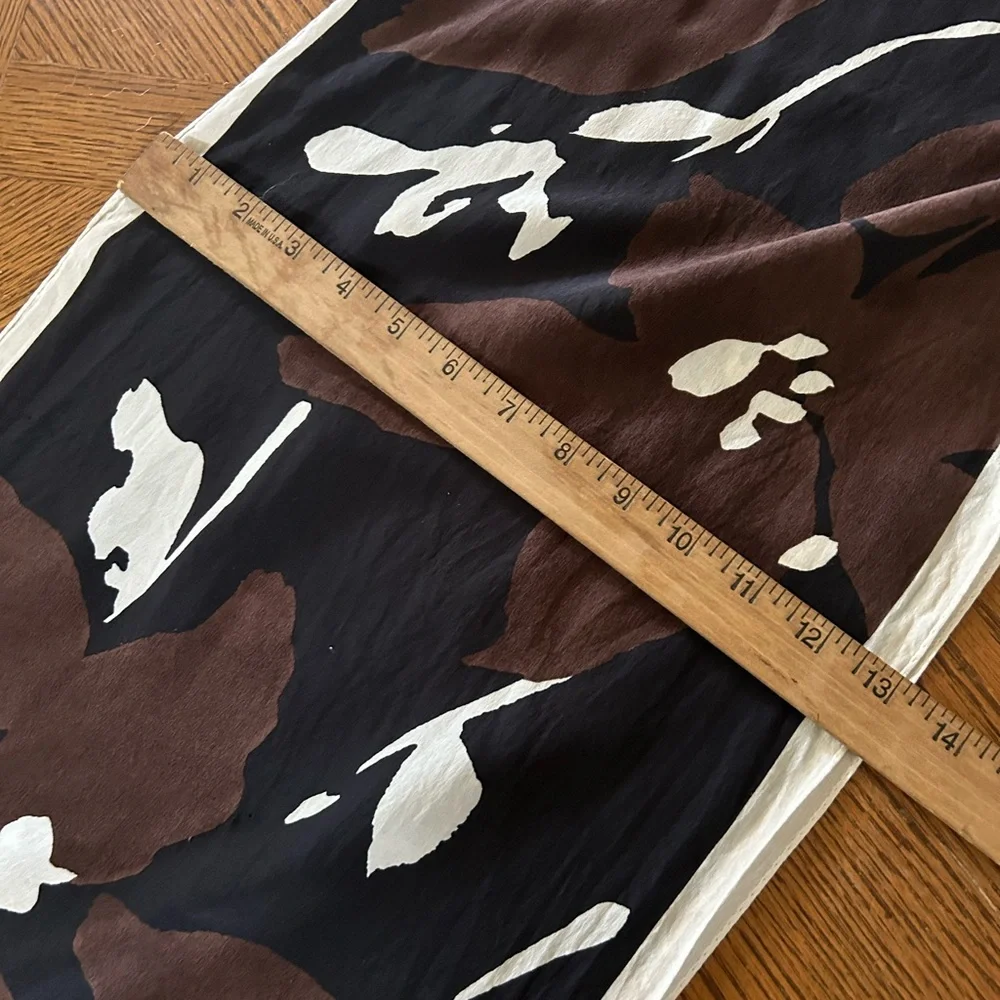 Vintage Black and Brown Hand-Rolled Silk Scarf